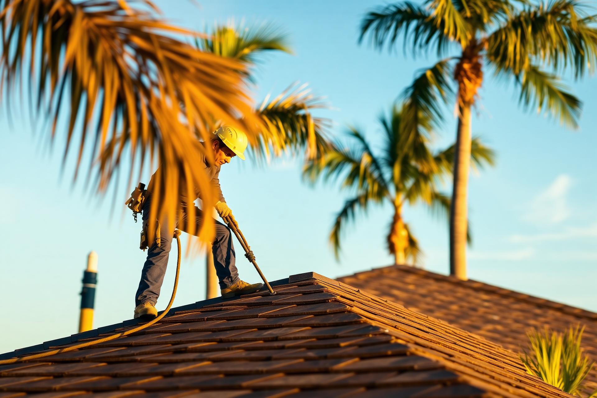 Roofer installing shingle roof in Neptune Beach Florida